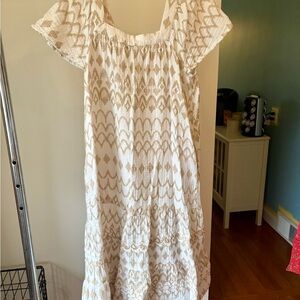 Sonoma Cream and Tan Maxi Dress